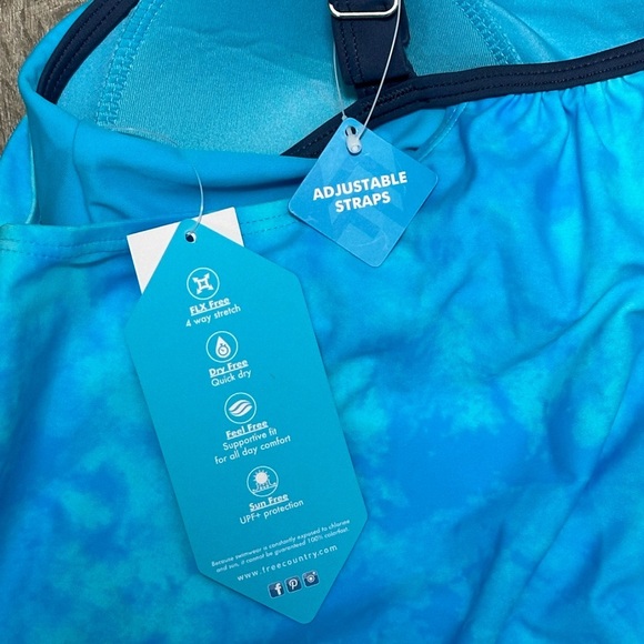 Women’s Free Country Small Tankini Padded Cup Swim Swimwear Tank Top Blouson NWT - Picture 8 of 11